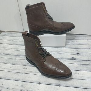 Anthony Veer Mens Grant Wingtip Leather Dress Boot Dark Brown SZ 11